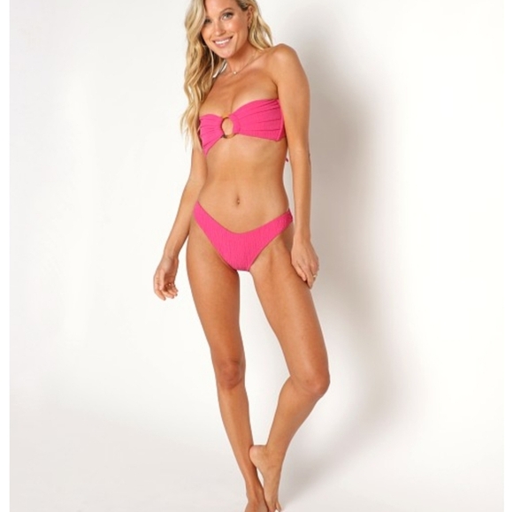 New!Montce Tori Bandeau Bikini Top Hibiscus Scrunch Set. - Picture 4 of 13